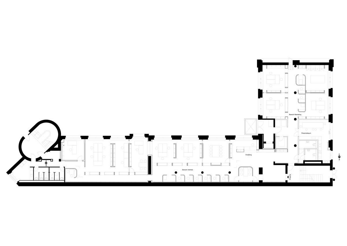 Büroausbau für die Verwaltung der Bio Company in den Berliner Goerz- Höfen, Grundriss Signet