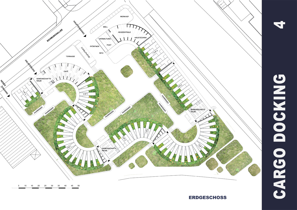 Wettbewerbsbeitrag Studentenwohnheim Berlin, Studentenwohnen in recyclten Containern