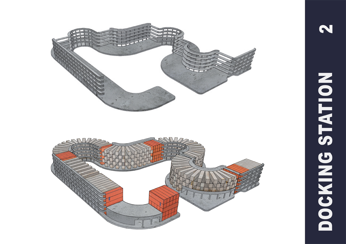 Wettbewerbsbeitrag Studentenwohnheim Berlin, Studentenwohnen in recyclten Containern