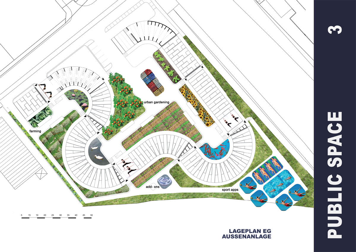 Wettbewerbsbeitrag Studentenwohnheim Berlin, Studentenwohnen in recyclten Containern