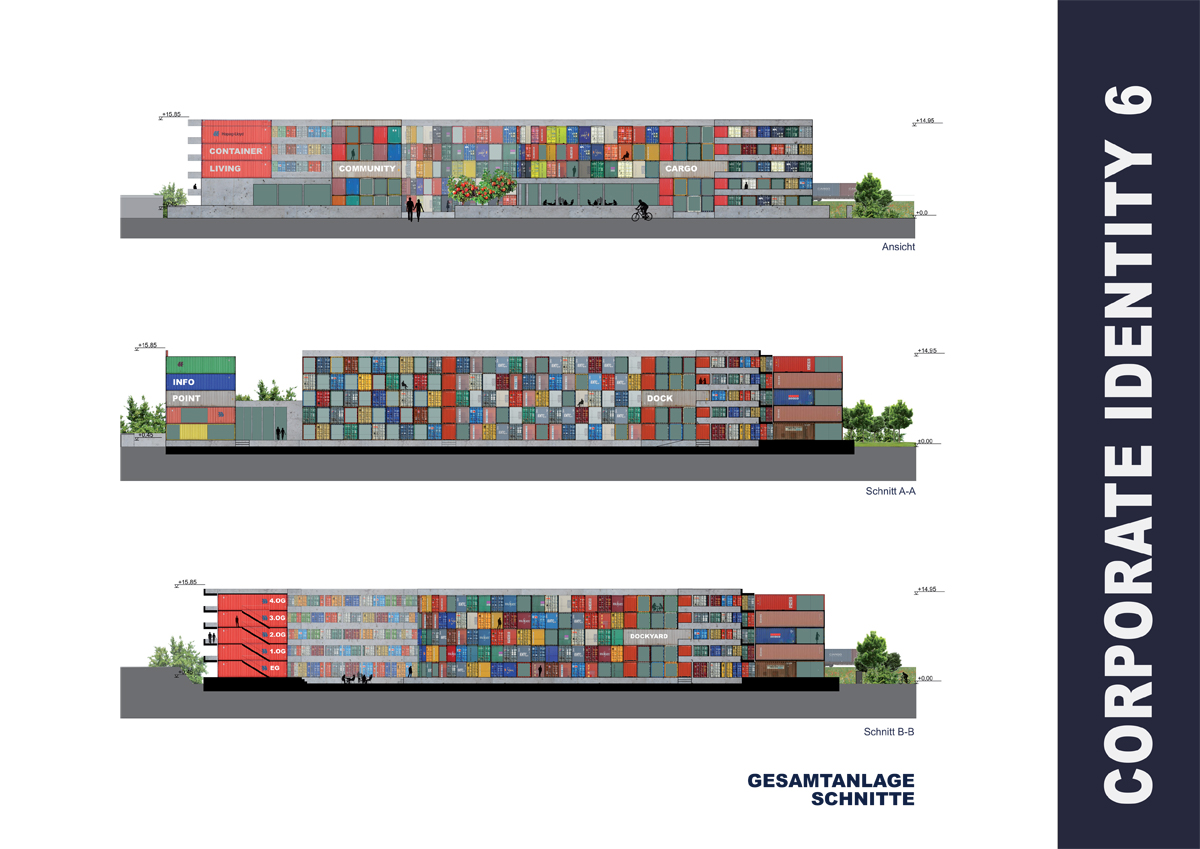 Wettbewerbsbeitrag Studentenwohnheim Berlin, Studentenwohnen in recyclten Containern