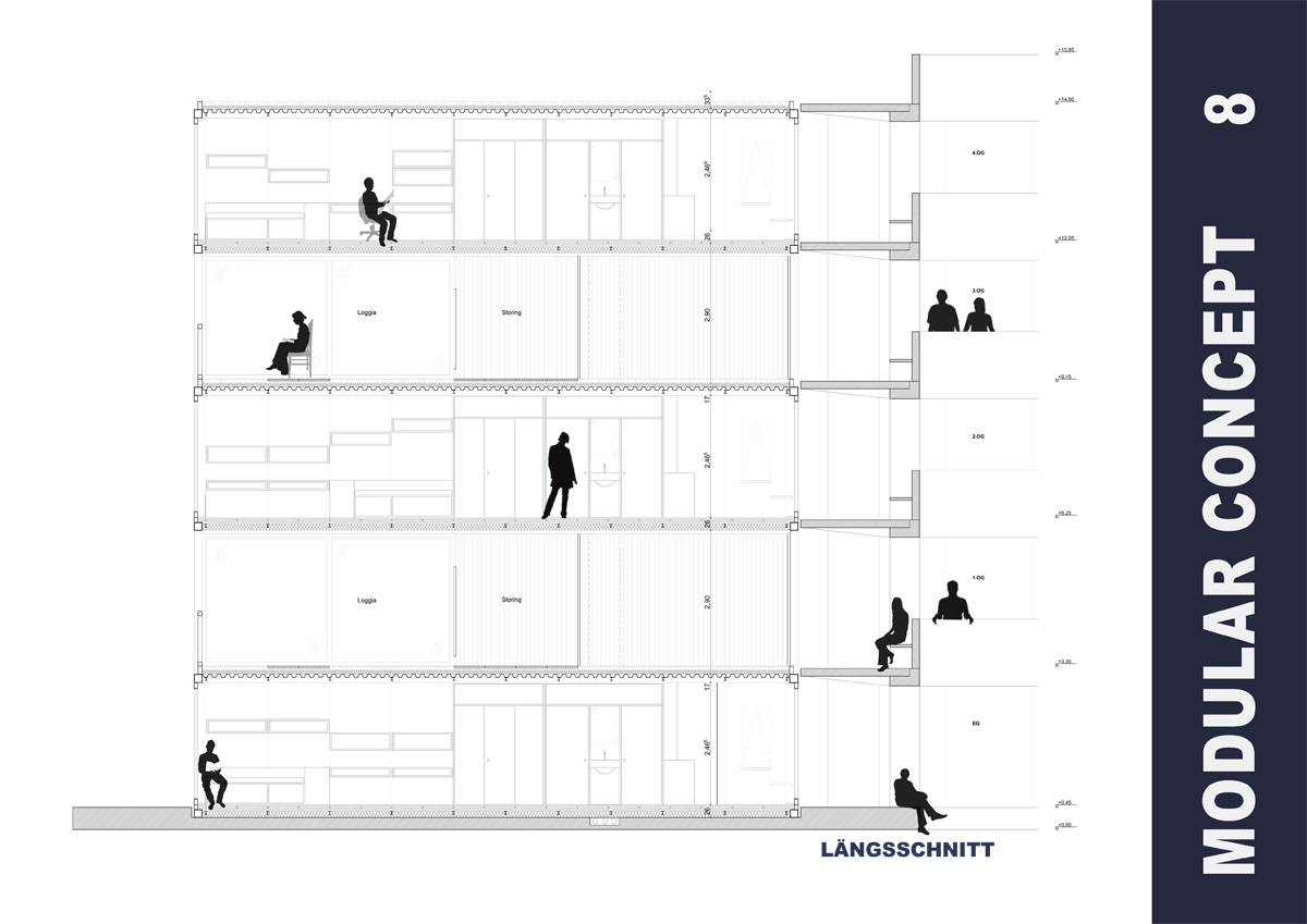 Wettbewerbsbeitrag Studentenwohnheim Berlin, Studentenwohnen in recyclten Containern